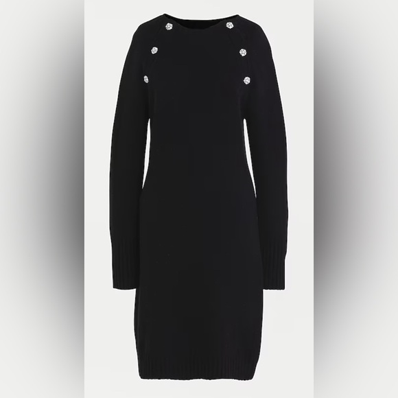 J. Crew Dresses & Skirts - J Crew Sweater Dress - Black with jeweled embellishments - wool blend - nwt - XL